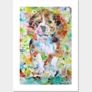RUNNING BEAGLE PUPPY - watercolor portrait Posters and Art